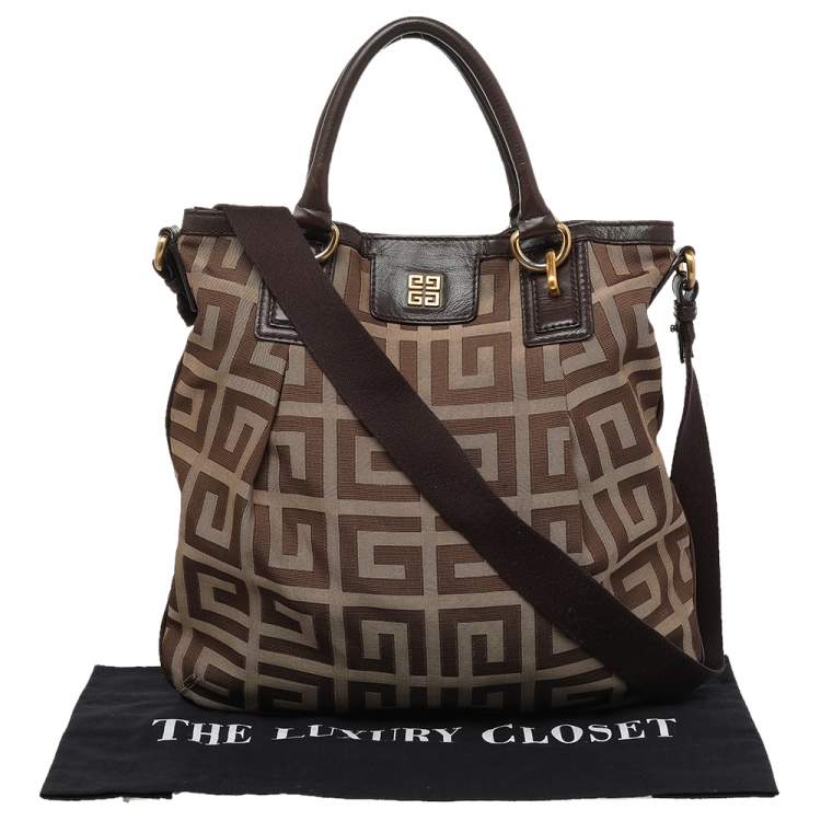 Pre Owned Givenchy Brown/Beige Signature Canvas And Leather Hobo