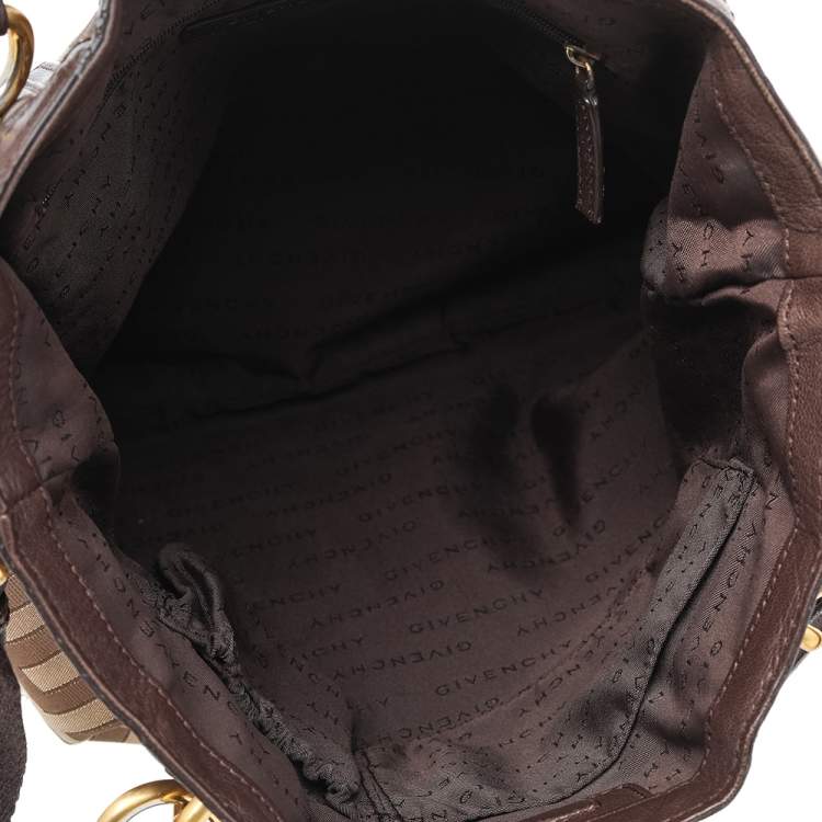 Pre Owned Givenchy Brown/Beige Signature Canvas And Leather Hobo