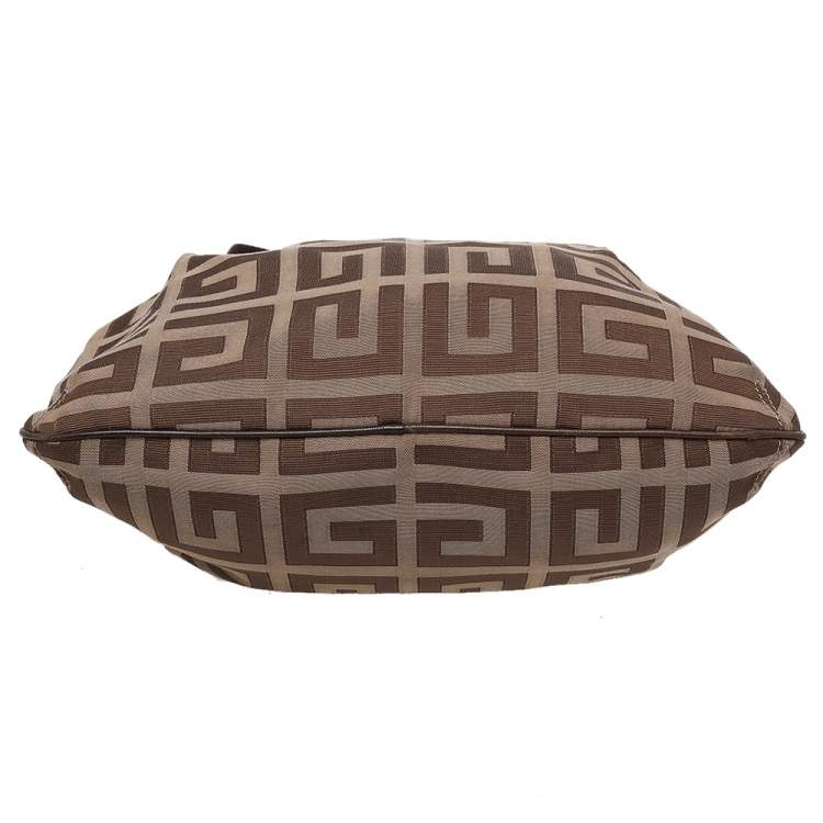 Pre Owned Givenchy Brown/Beige Signature Canvas And Leather Hobo