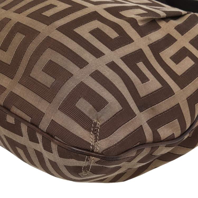 Pre Owned Givenchy Brown/Beige Signature Canvas And Leather Hobo