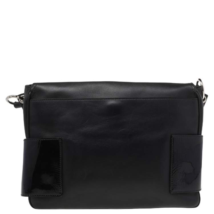 Pre Owned Givenchy Black Leather Obsedia Flap Shoulder Bag