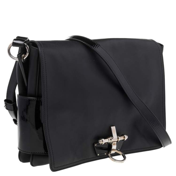 Pre Owned Givenchy Black Leather Obsedia Flap Shoulder Bag