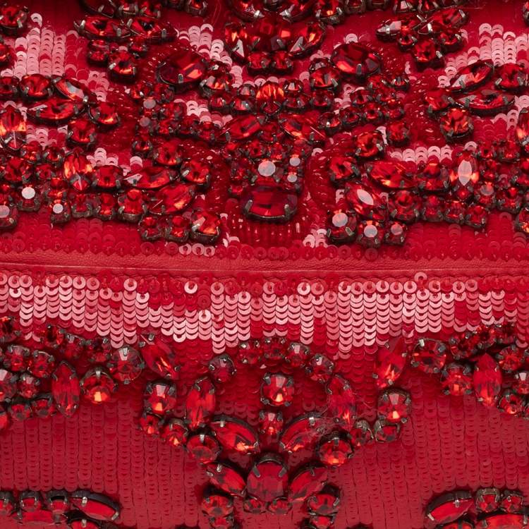 Pre Owned Givenchy Red Sequin Crystal Embellished Top Handle Bag