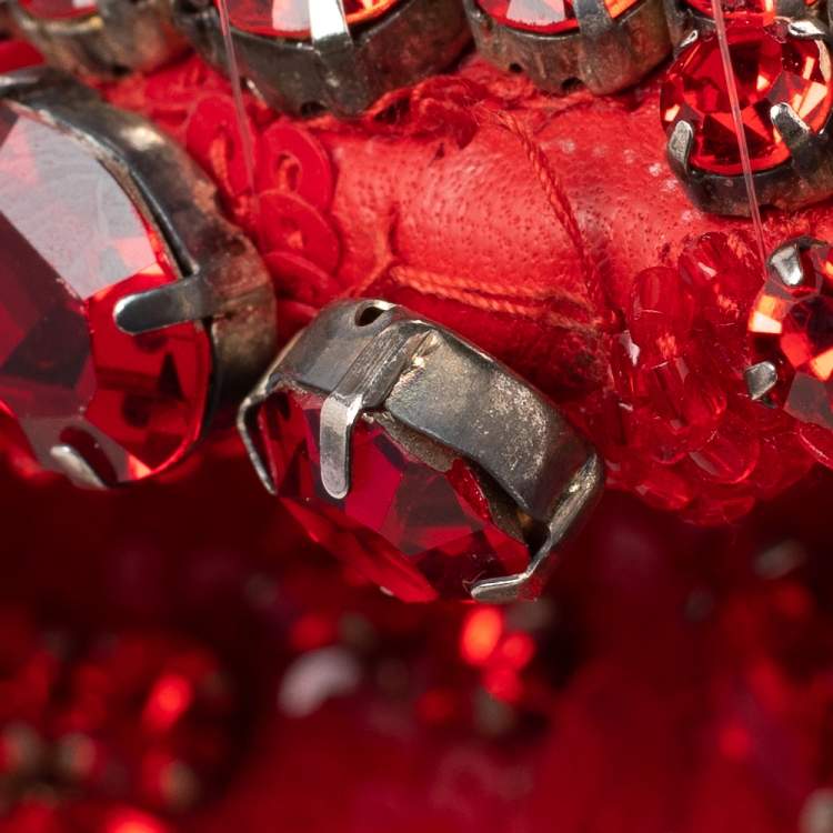 Pre Owned Givenchy Red Sequin Crystal Embellished Top Handle Bag