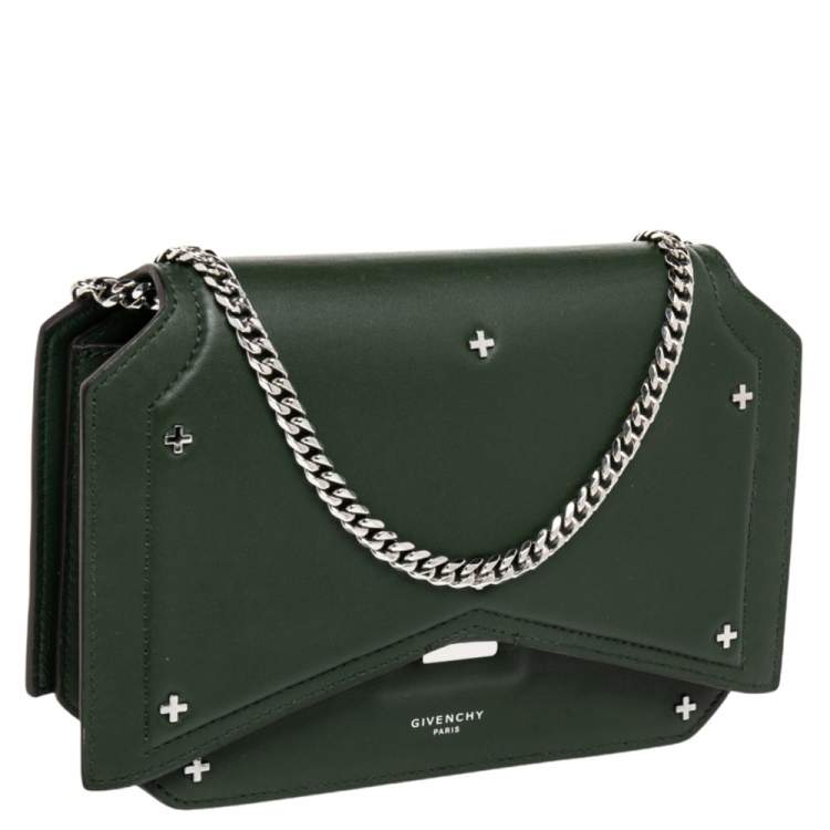 مملوكة مسبقًا Givenchy Green Leather Bow Cut Flap Crossbody Bag