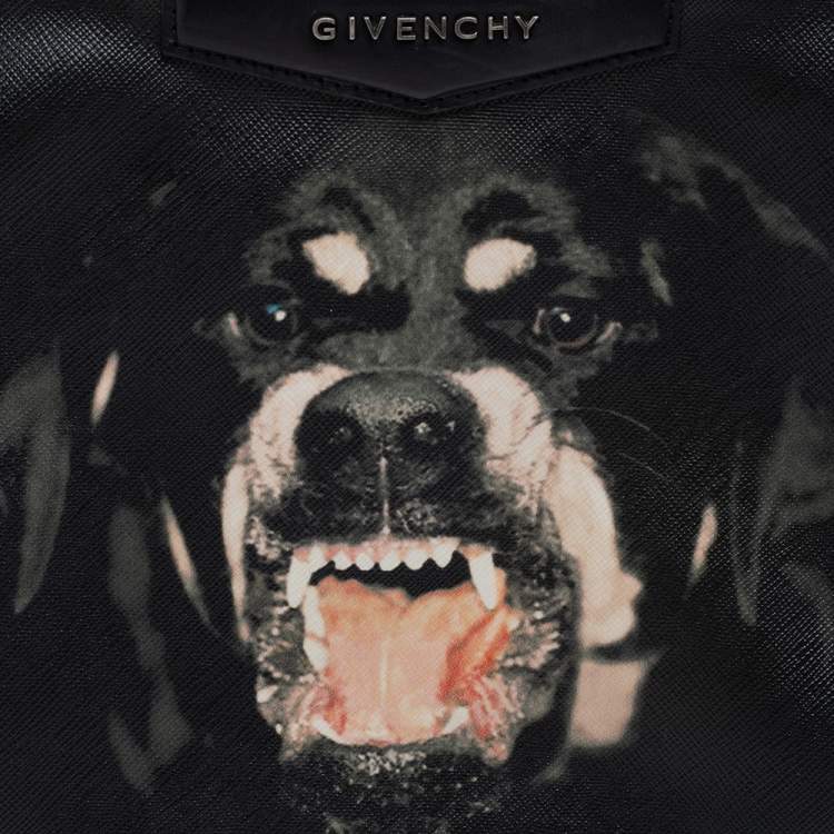 Pre Owned Givenchy Black Coated Canvas Rottweiler Face Clutch