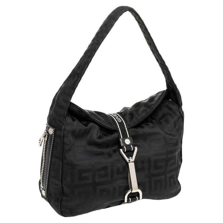 Pre Owned Givenchy Black Monogram Nylon Hobo