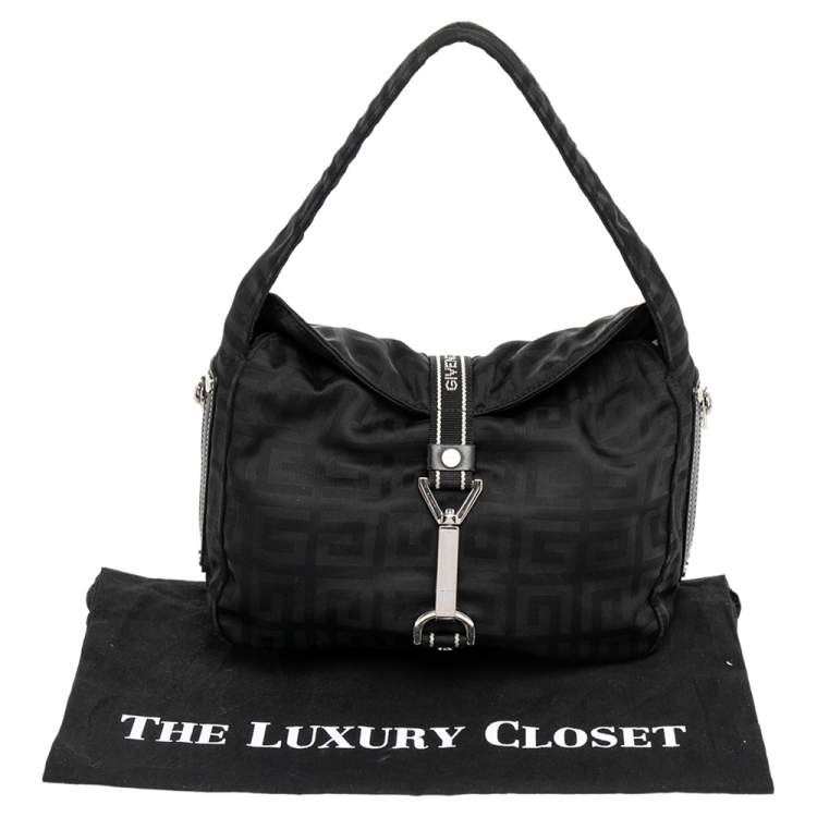 Pre Owned Givenchy Black Monogram Nylon Hobo