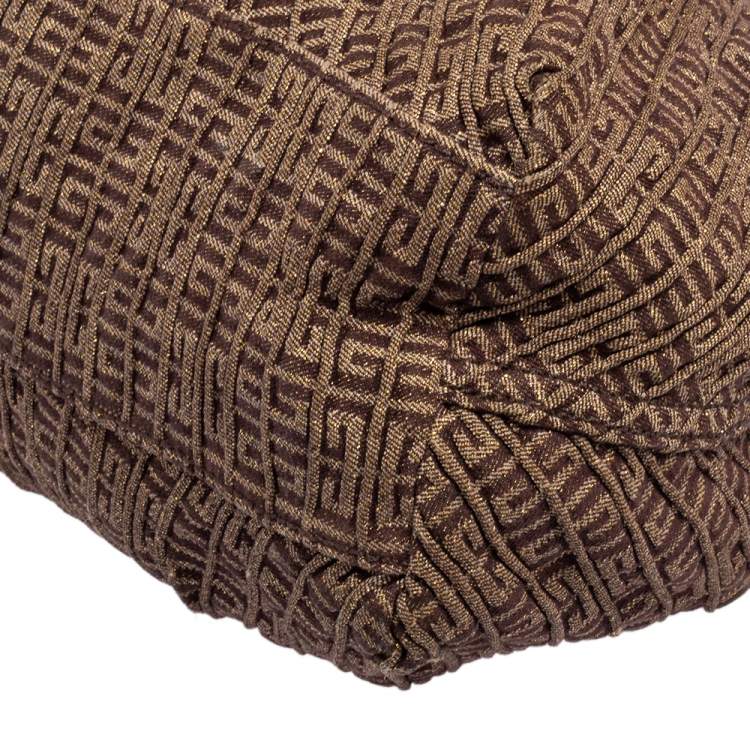 Pre Owned Givenchy Brown Monogram Canvas and Leather Logo Plaque Hobo