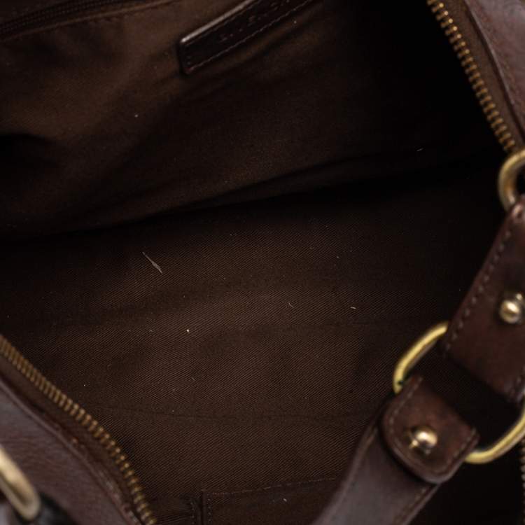 Pre Owned Givenchy Brown Monogram Canvas and Leather Logo Plaque Hobo