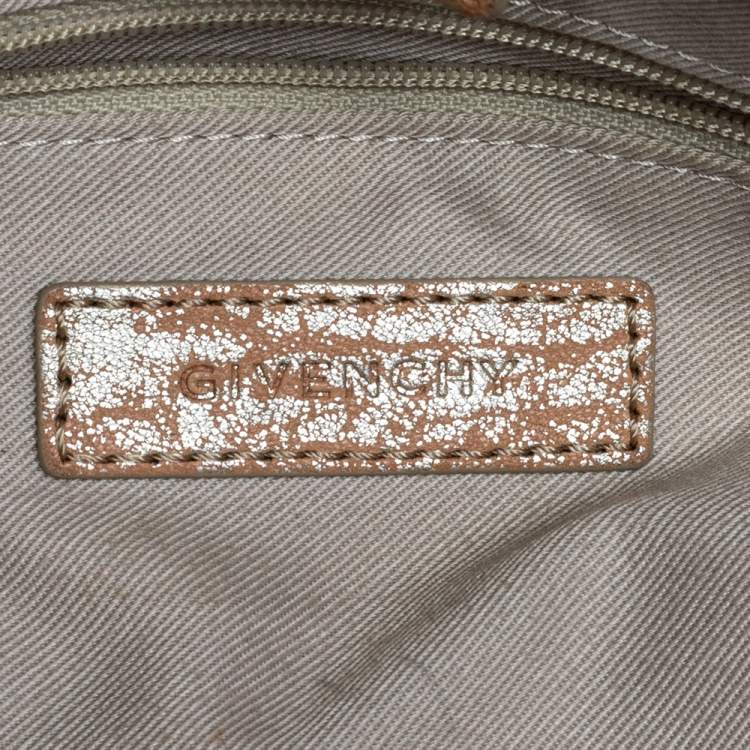Pre Owned Givenchy Gold/Beige Pebbled Leather Hobo