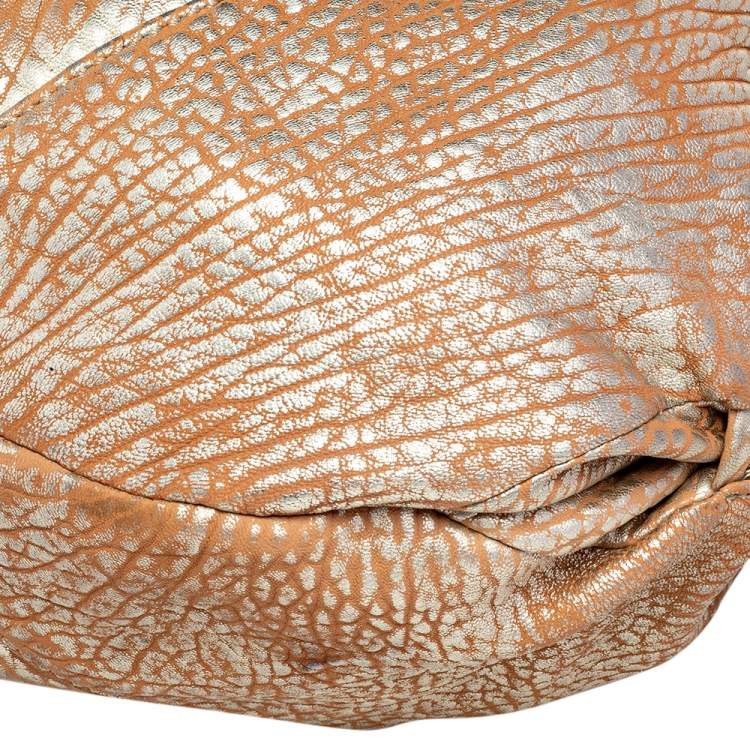 Pre Owned Givenchy Gold/Beige Pebbled Leather Hobo