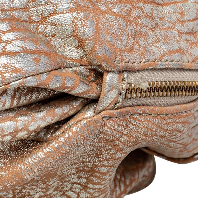 Pre Owned Givenchy Gold/Beige Pebbled Leather Hobo