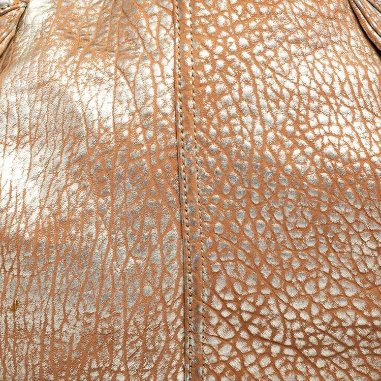 Pre Owned Givenchy Gold/Beige Pebbled Leather Hobo