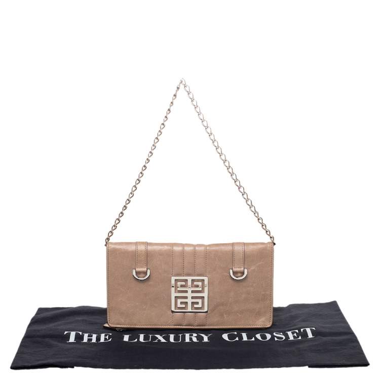 Pre Owned Givenchy Beige Leather Wallet On Chain 