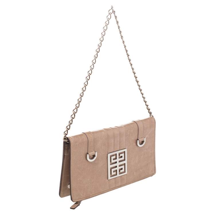 Pre Owned Givenchy Beige Leather Wallet On Chain 