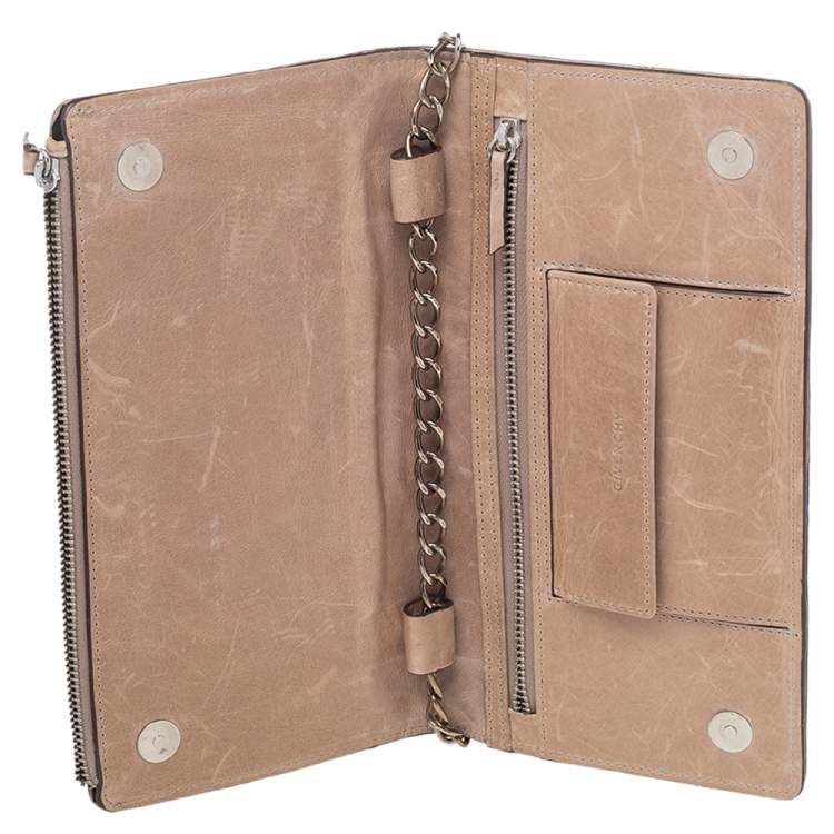 Pre Owned Givenchy Beige Leather Wallet On Chain 