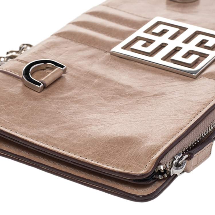 Pre Owned Givenchy Beige Leather Wallet On Chain 