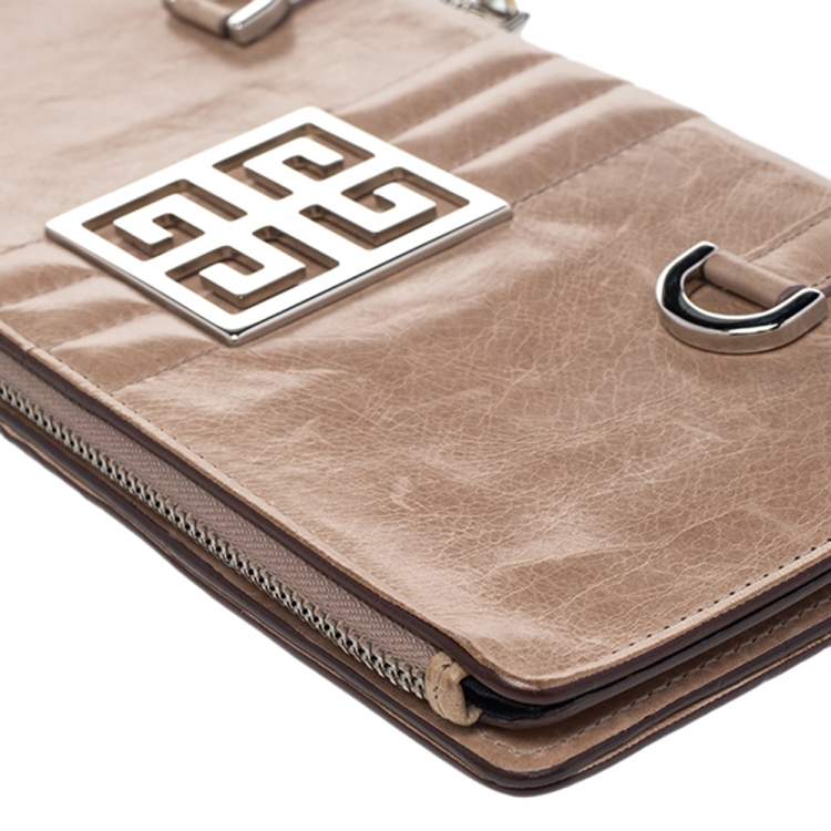 Pre Owned Givenchy Beige Leather Wallet On Chain 