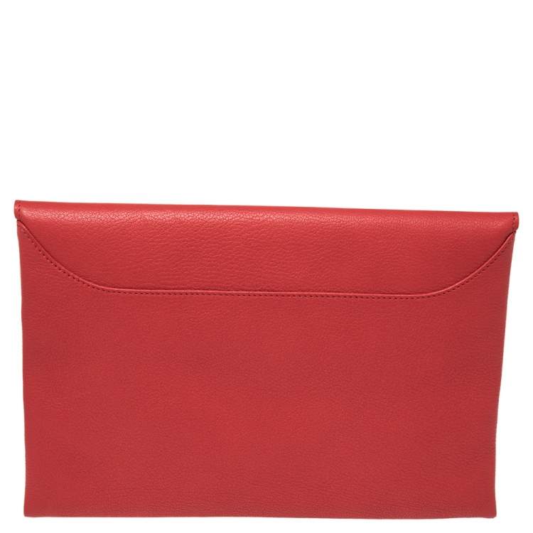 Pre Owned Givenchy Red Leather Medium Antigona Envelope Clutch