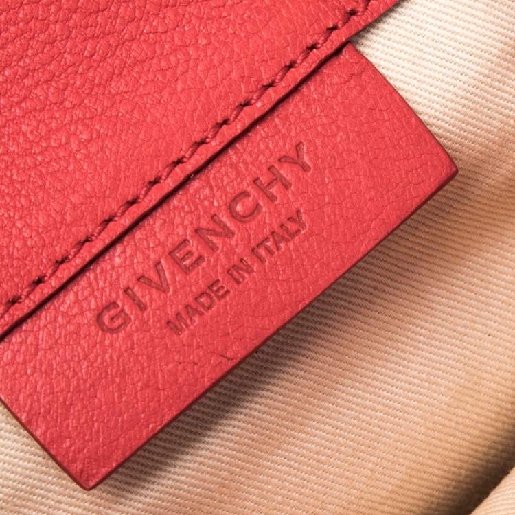 Pre Owned Givenchy Red Leather Medium Antigona Envelope Clutch