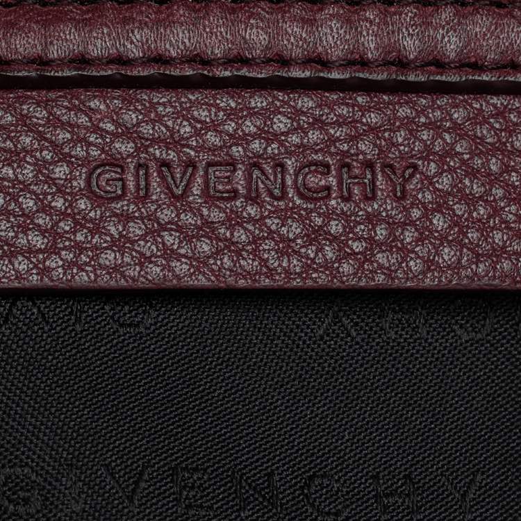 Pre Owned Givenchy Burgundy Monogram Canvas And Leather Zip Tote