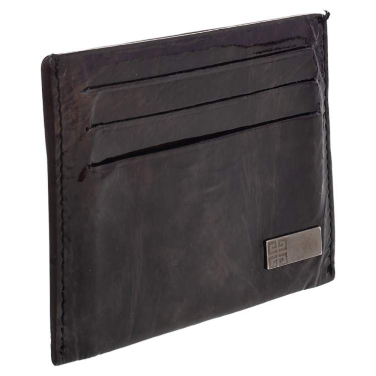 Pre Owned Givenchy Brown Patent Leather Card Holder