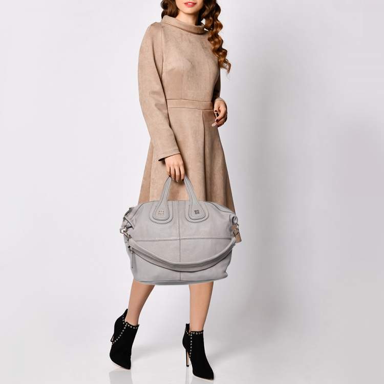 Pre Owned Givenchy Grey Leather Medium Nightingale Satchel