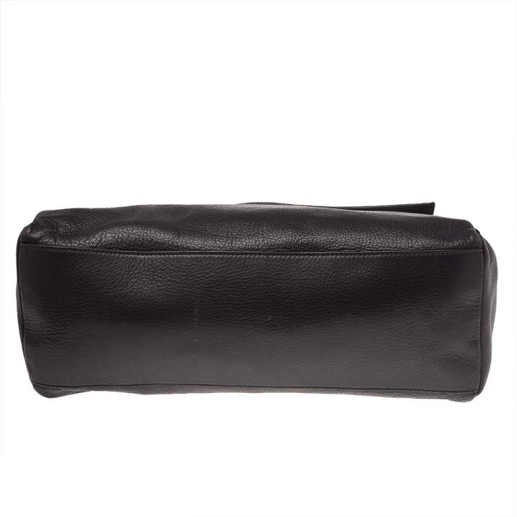 Pre Owned Givenchy Black Leather Medium Pandora Pure Flap Top Handle Bag