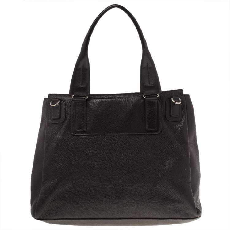 Pre Owned Givenchy Black Leather Medium Pandora Pure Flap Top Handle Bag