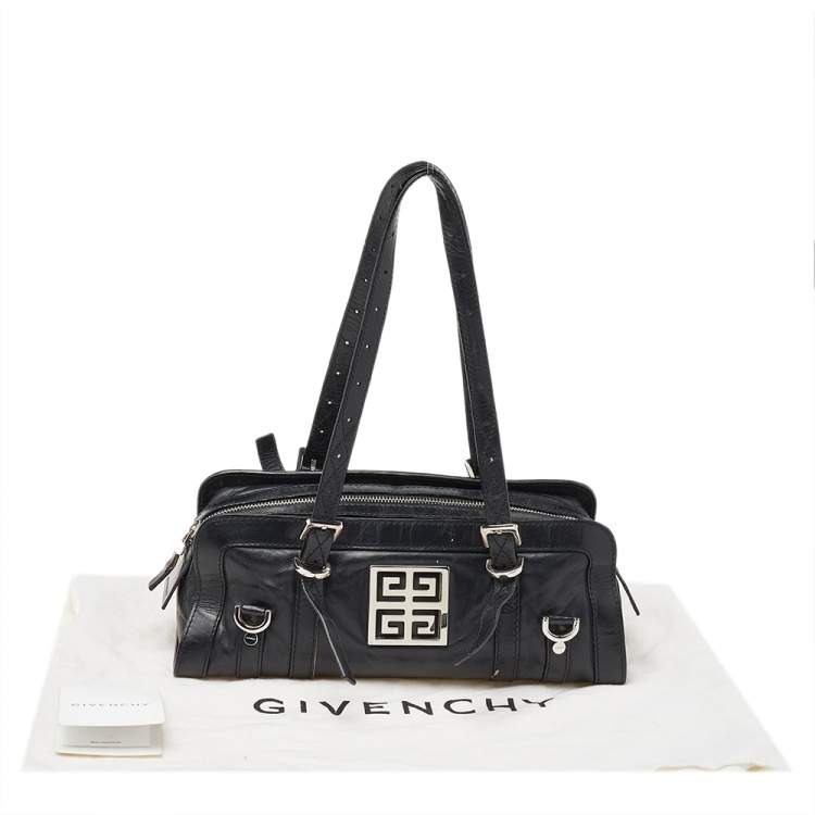 Pre Owned Givenchy Black Leather Zip Shoulder Bag