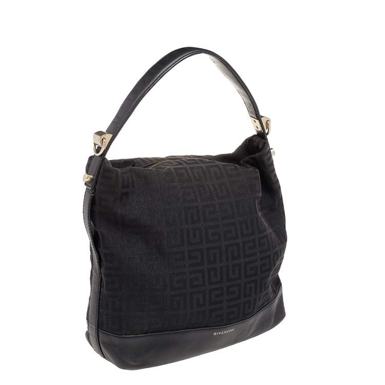 Pre Owned Givenchy Black Monogram Canvas And Leather Hobo