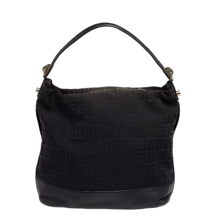 Pre Owned Givenchy Black Monogram Canvas And Leather Hobo