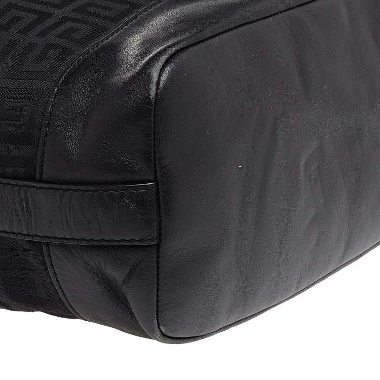 Pre Owned Givenchy Black Monogram Canvas And Leather Hobo