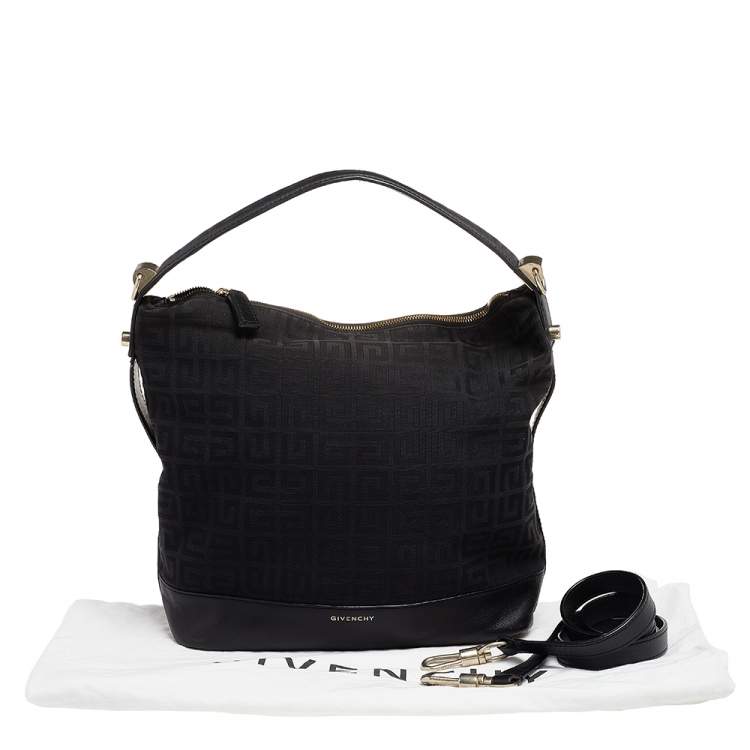 Pre Owned Givenchy Black Monogram Canvas And Leather Hobo
