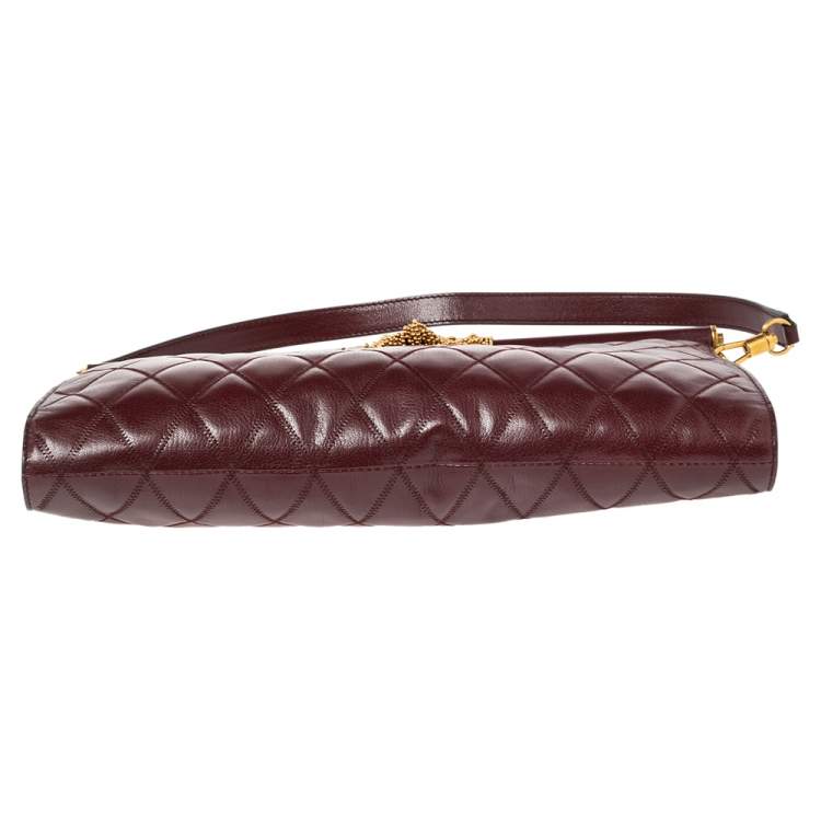 Pre Owned Givenchy Burgundy Quilted Leather Large Gem Shoulder Bag