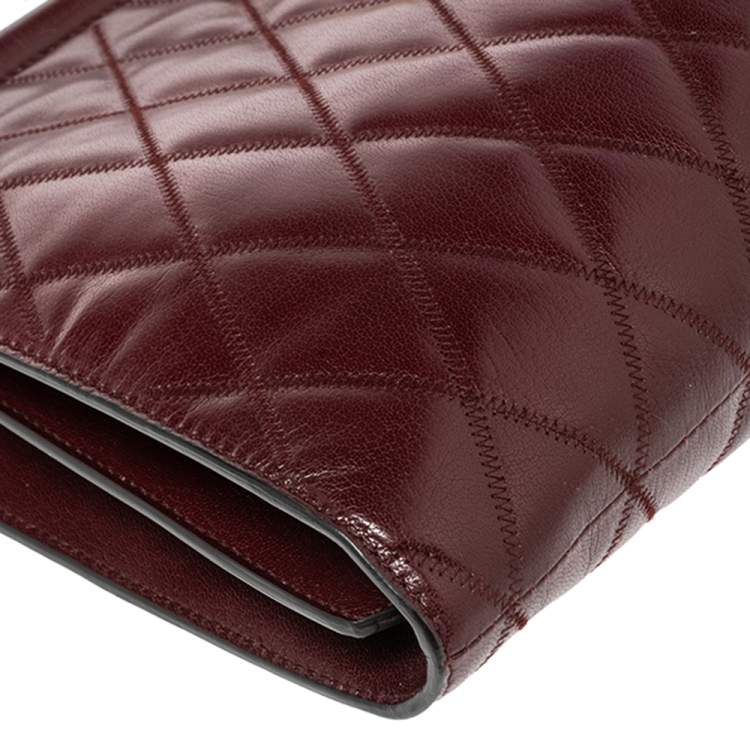 Pre Owned Givenchy Burgundy Quilted Leather Large Gem Shoulder Bag