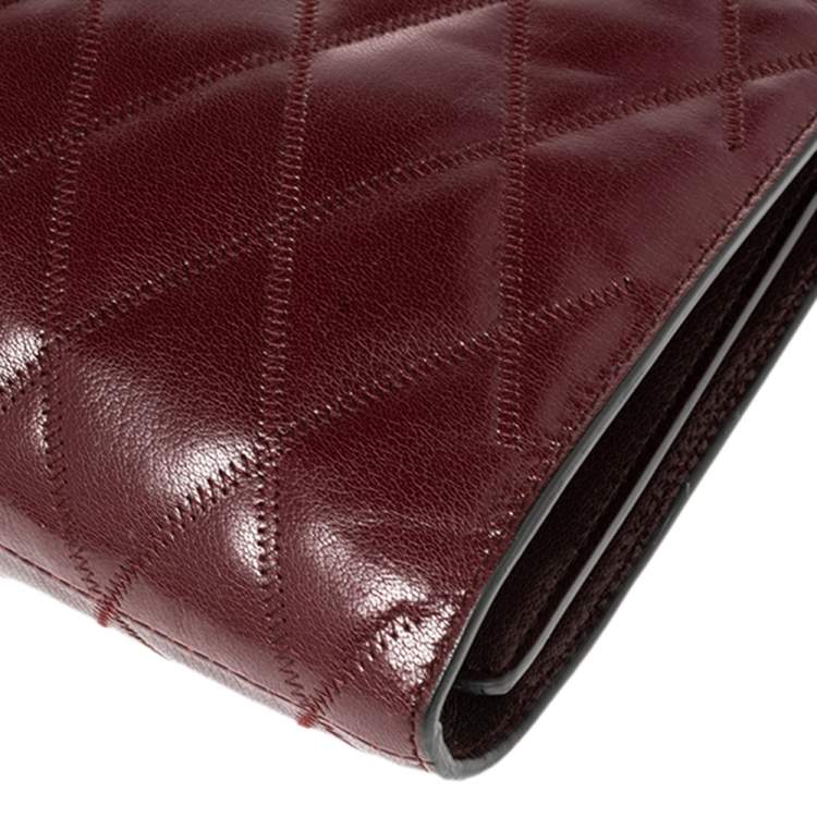 Pre Owned Givenchy Burgundy Quilted Leather Large Gem Shoulder Bag