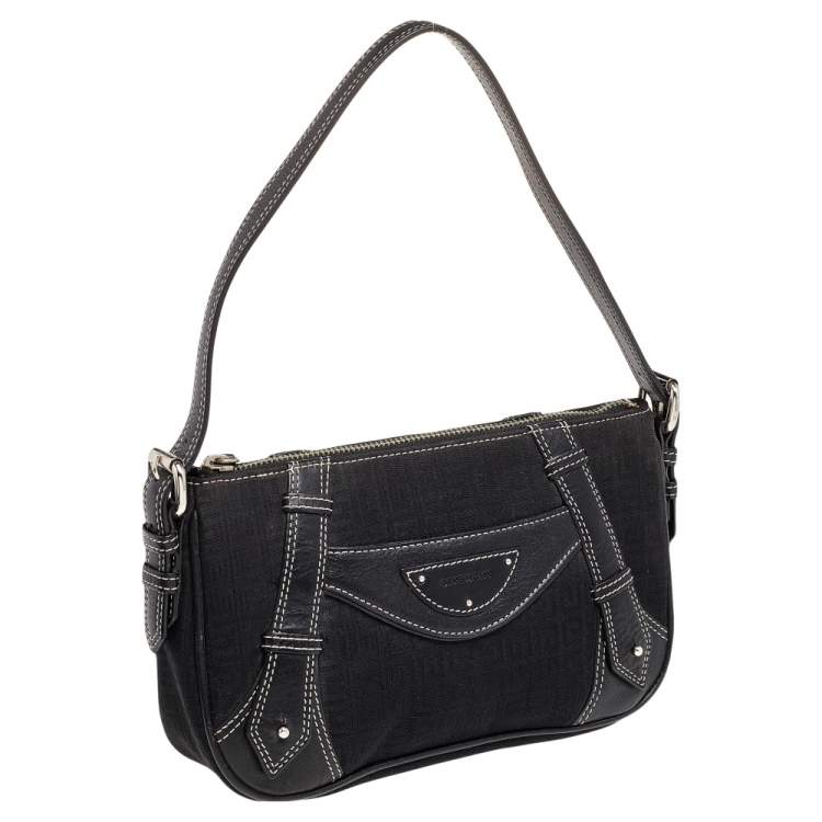 Pre Owned Givenchy Black Leather And Canvas Hobo