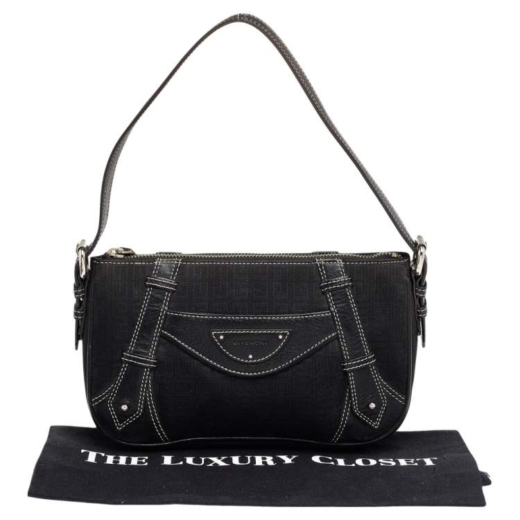 Pre Owned Givenchy Black Leather And Canvas Hobo