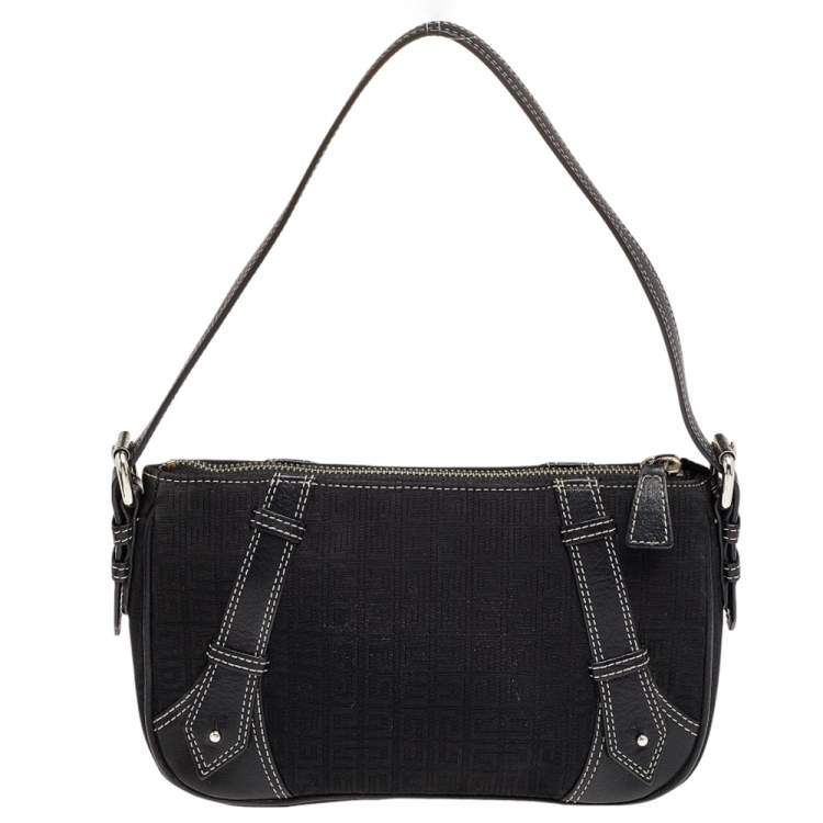 Pre Owned Givenchy Black Leather And Canvas Hobo