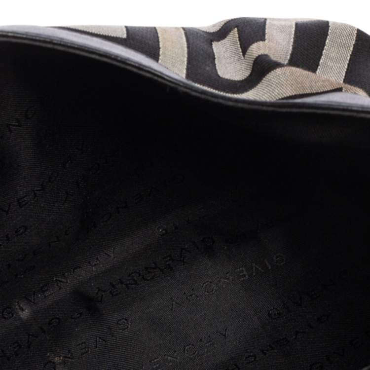 Pre Owned Givenchy Black Monogram Canvas and Leather Buckle Flap Hobo