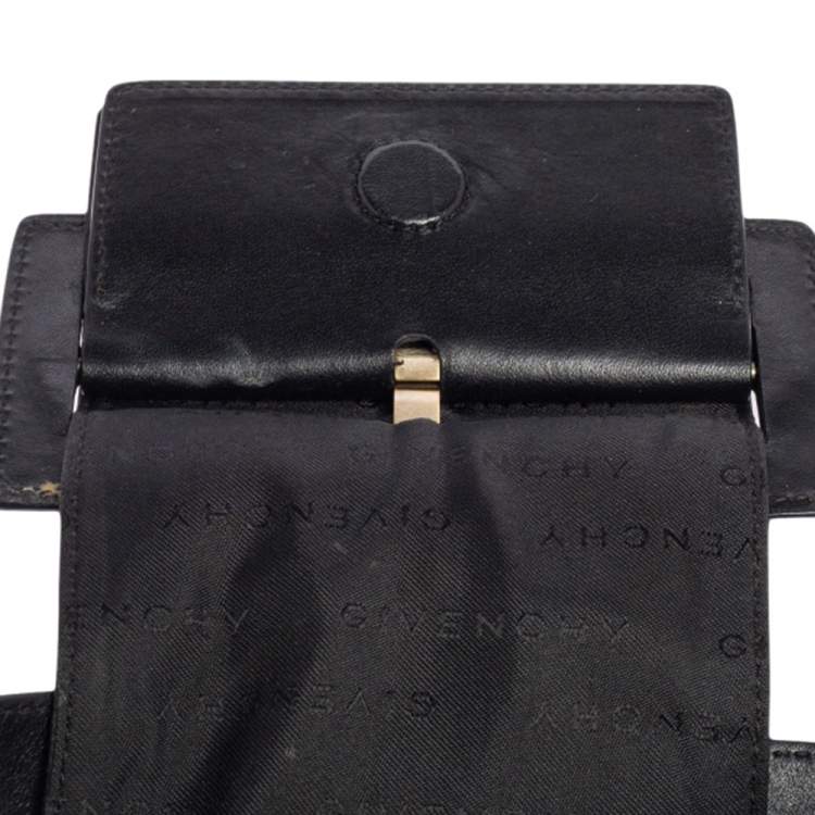 Pre Owned Givenchy Black Monogram Canvas and Leather Buckle Flap Hobo