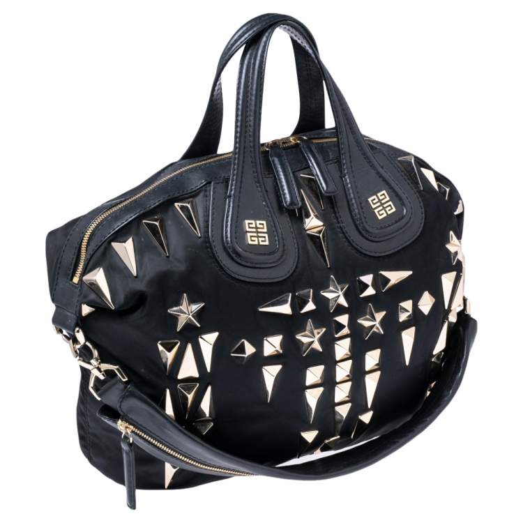 مملوكة مسبقًا Givenchy Black Leather and Nylon Studded Large Nightingale Satchel