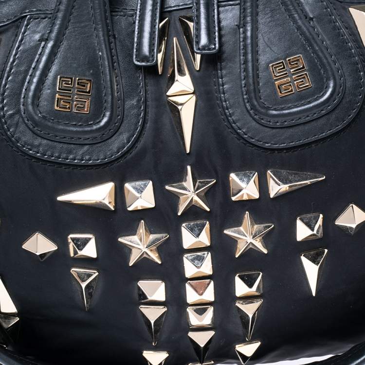 مملوكة مسبقًا Givenchy Black Leather and Nylon Studded Large Nightingale Satchel