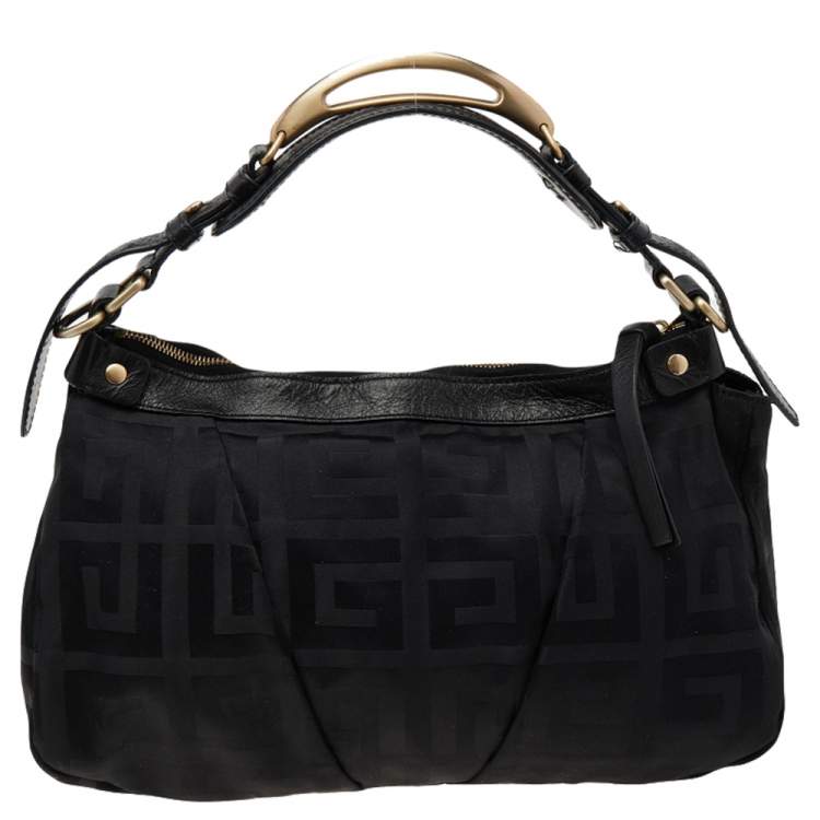 Pre Owned Givenchy Black Signature Canvas and Leather Satchel