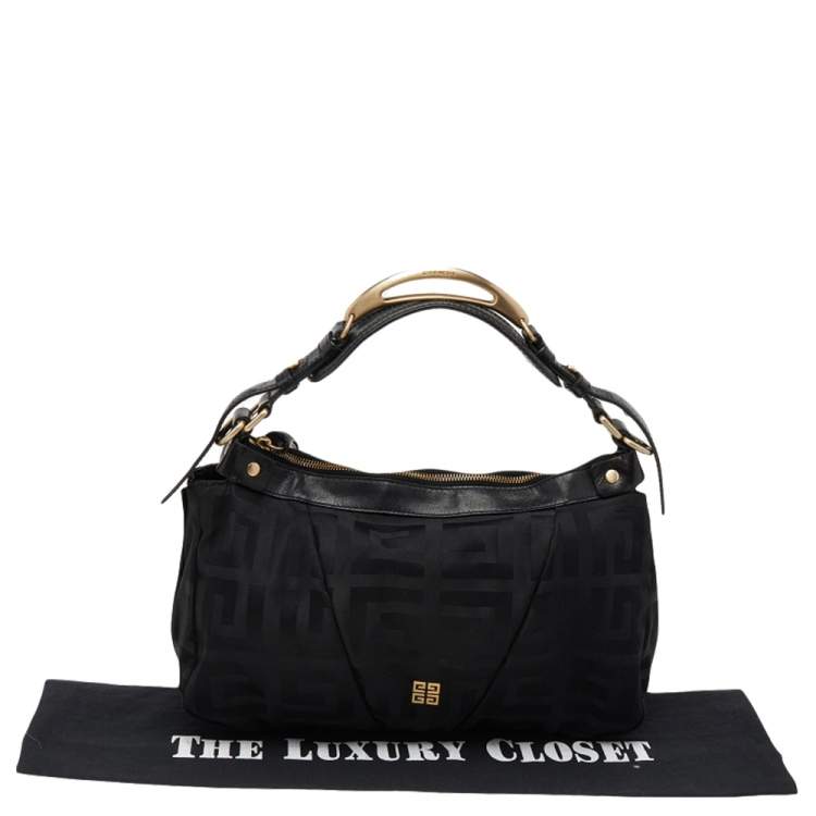 Pre Owned Givenchy Black Signature Canvas and Leather Satchel