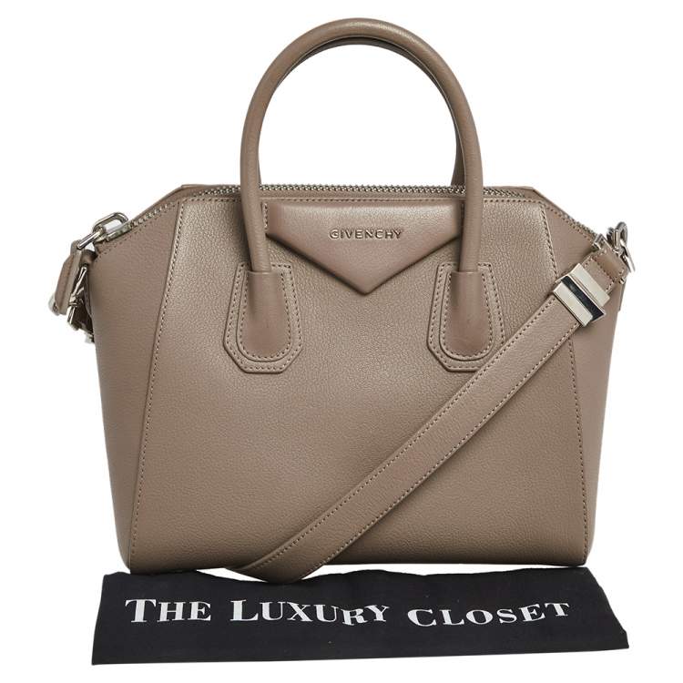 Pre Owned Givenchy Taupe Leather Small Antigona Satchel