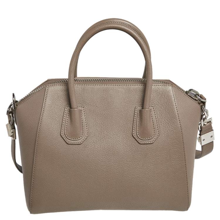 Pre Owned Givenchy Taupe Leather Small Antigona Satchel