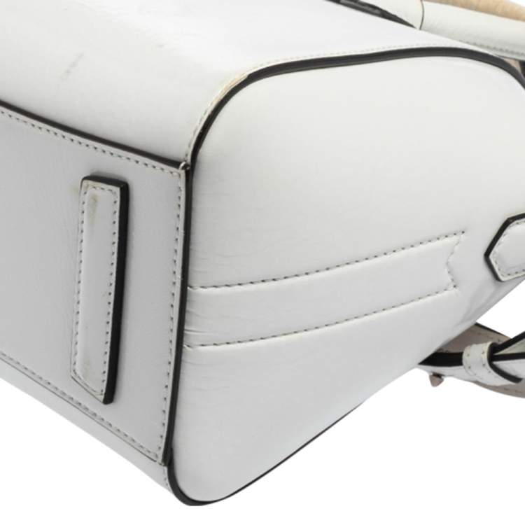 Pre Owned Givenchy White Crinkled Patent Leather Mini Antigona Satchel
